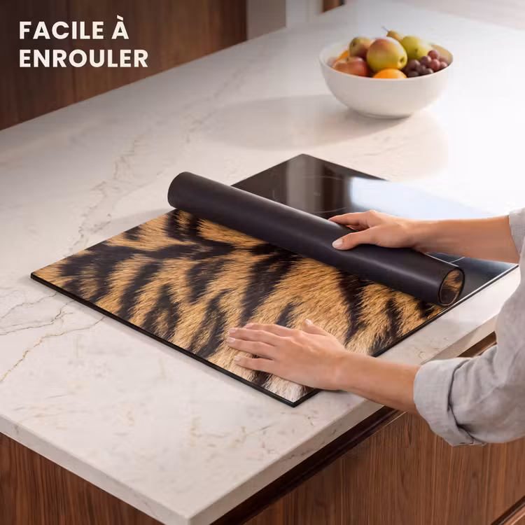Protection plaque induction - Réaliste - Fourrure de tigre - Noir — 6