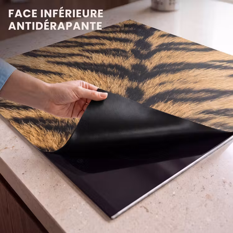Protection plaque induction - Réaliste - Fourrure de tigre - Noir — 7