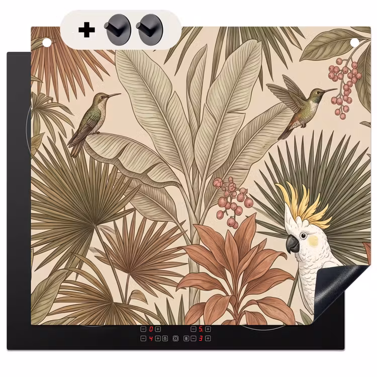 Protection à induction avec crochets - Tropical - Oiseaux - Beige — 3