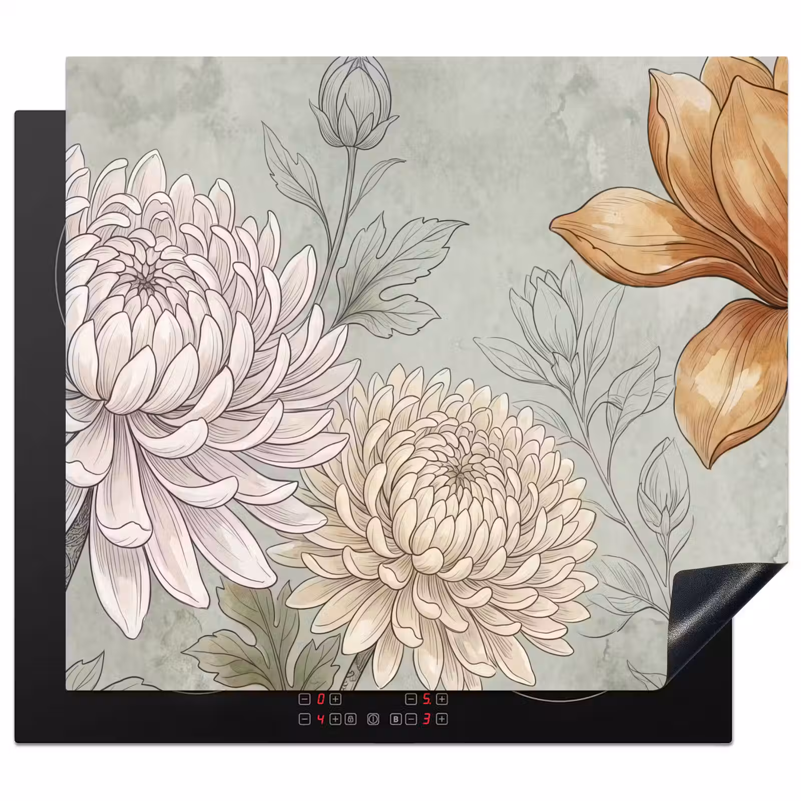 Protection plaque induction - Illustration - Fleurs - Vert — 1