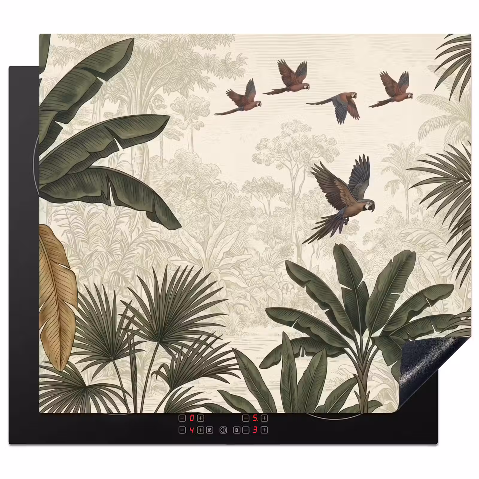 Protection plaque induction - Perroquets - Jungle - Tropical - Vert — 1
