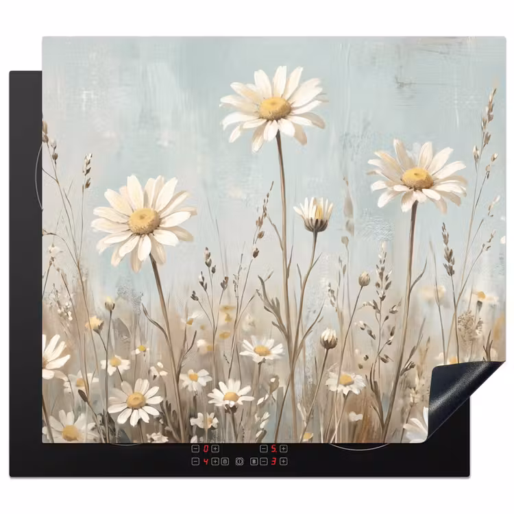 Protection plaque induction - Marguerite - Illustration - Blanc — 1