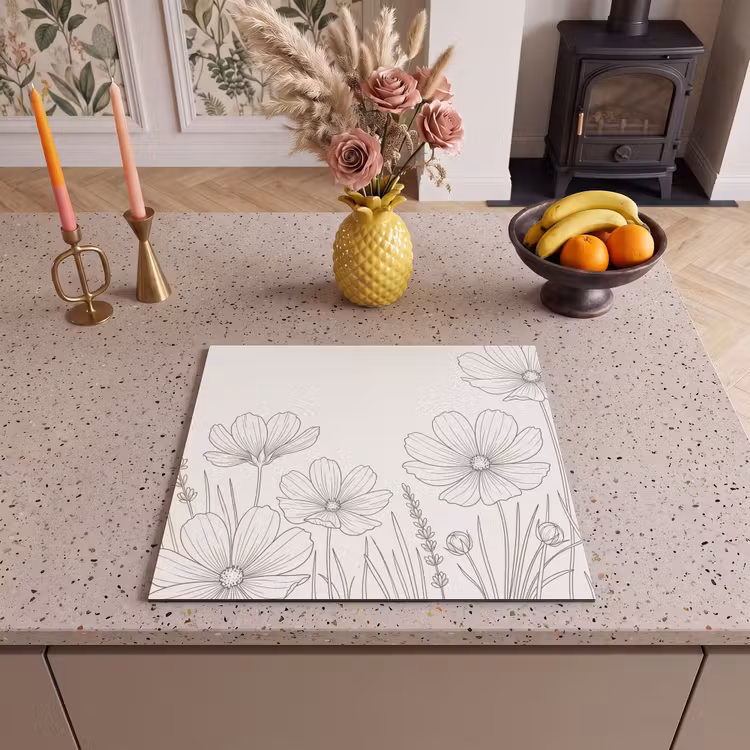 Protection plaque induction - Minimaliste - Moderne - Floral - Beige — 3