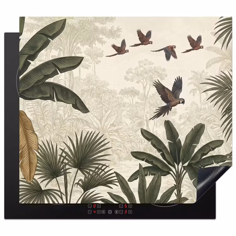 Protection plaque induction - Perroquets - Jungle - Tropical - Vert — 1