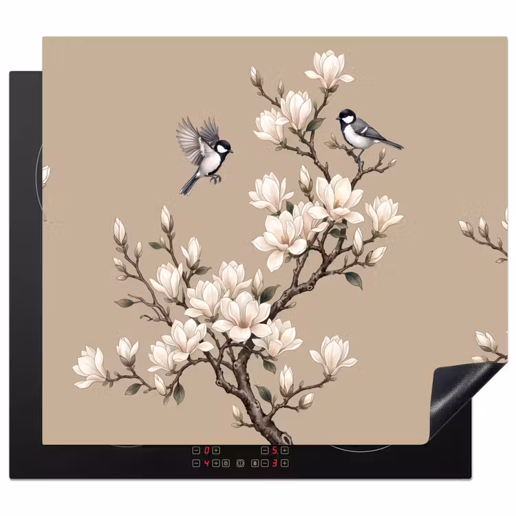 Protection plaque induction - Oriental - Oiseaux - Beige — 1