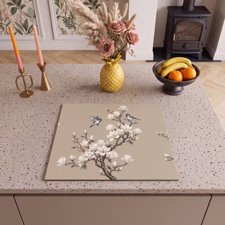 Protection plaque induction - Oriental - Oiseaux - Beige — 3