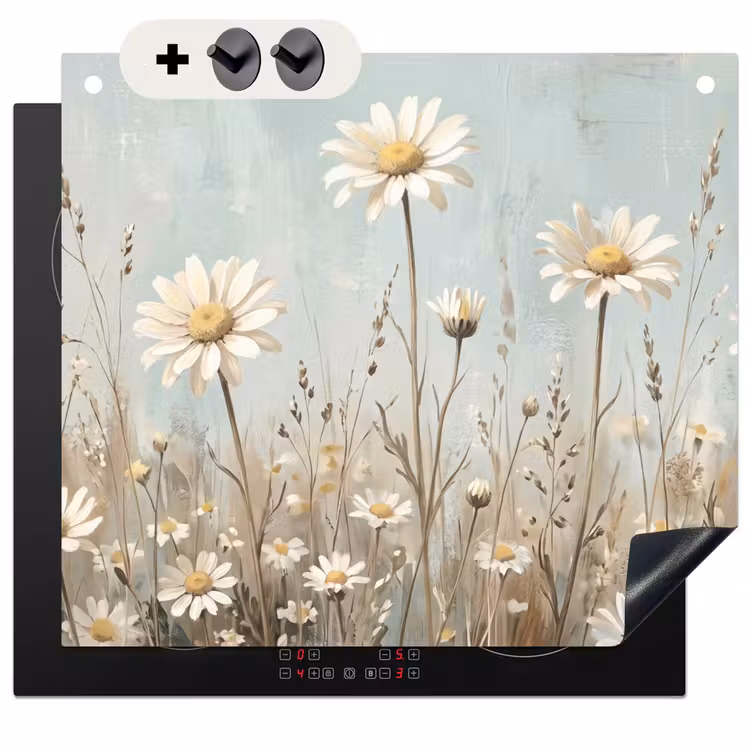 Protection à induction avec crochets - Marguerite - Illustration - Blanc — 3