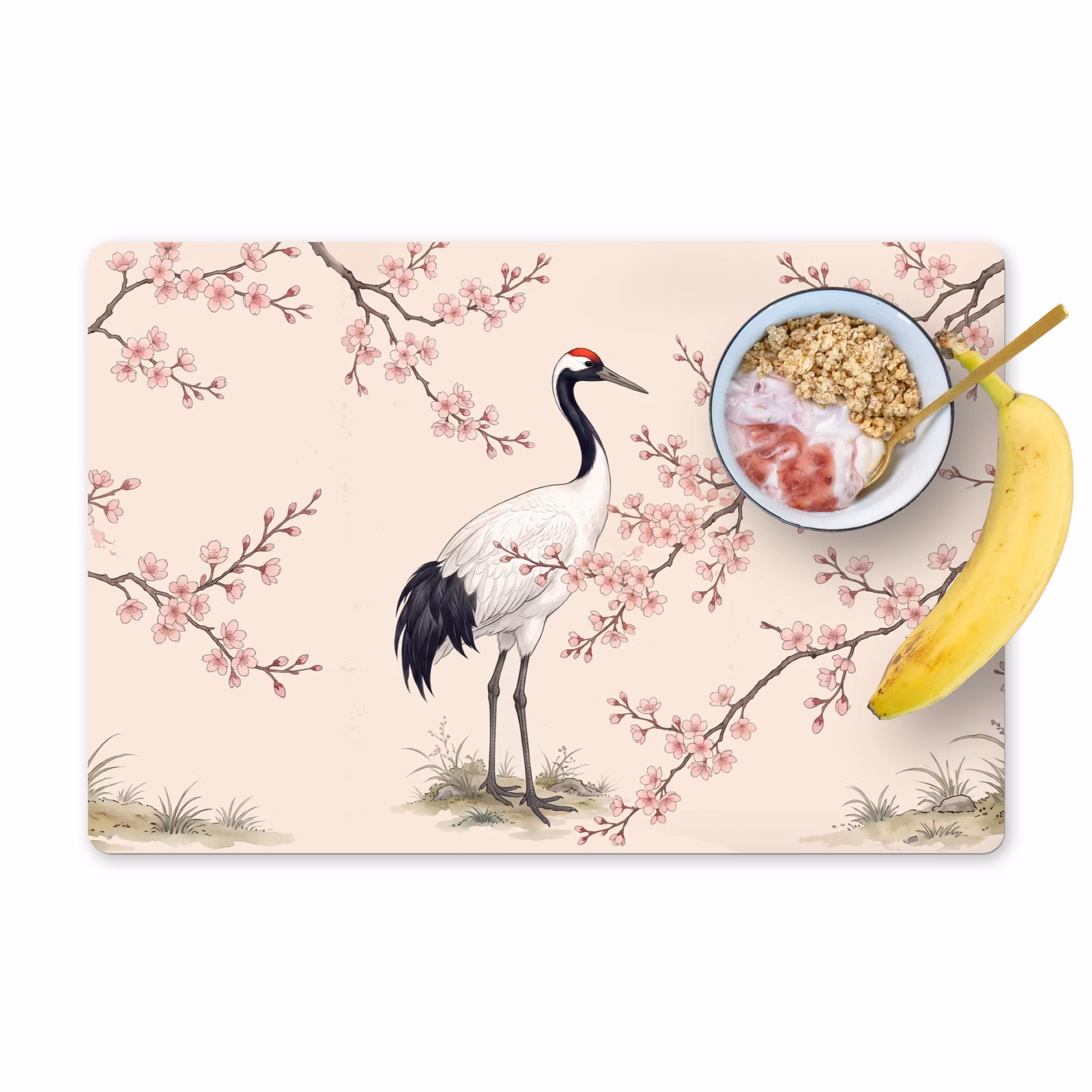 Set de table – 6 pièces - Asiatique - Grue - Beige — 1