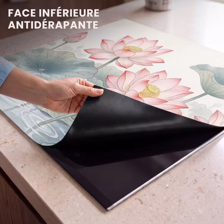 Protection plaque induction - Aquarelle - Fleurs de lotus - coloré — 7