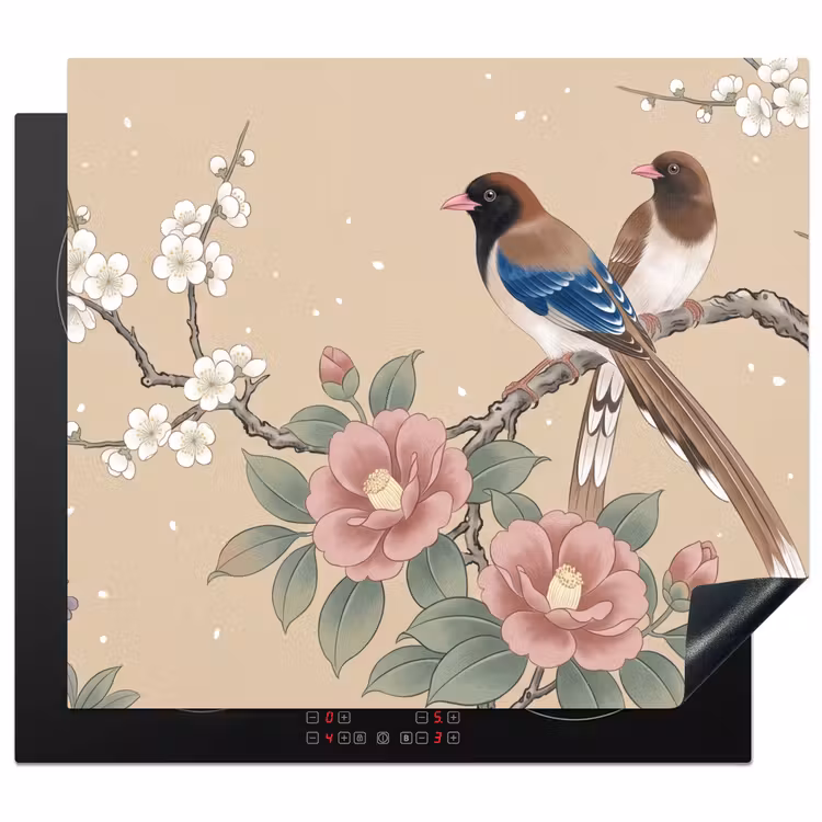 Protection plaque induction - Fleurs - Oiseaux - Fleurs — 1