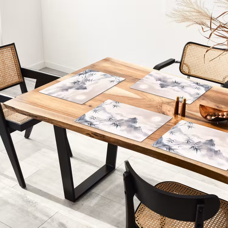 Set de table – 6 pièces - Bambou - Asie - Gris — 4