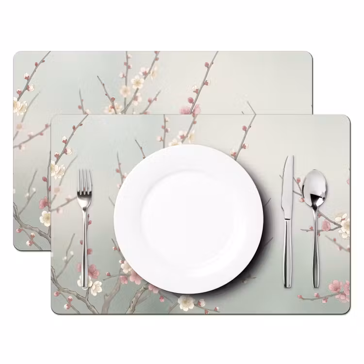 Set de table – 6 pièces - Cerisier - Fleur - Vert — 2