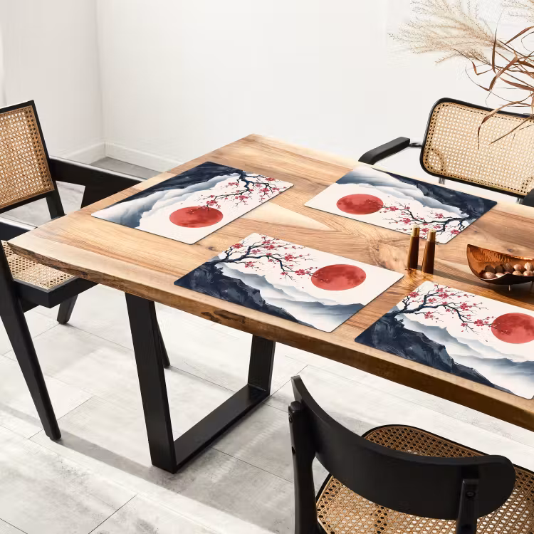 Set de table – 6 pièces - Fleur de cerisier - Orientale - Rouge — 4