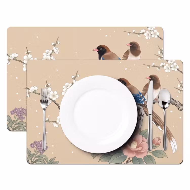 Set de table – 6 pièces - Fleurs - Oiseaux - Fleurs — 2