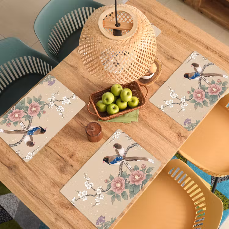 Set de table – 6 pièces - Fleurs - Oiseaux - Fleurs — 3