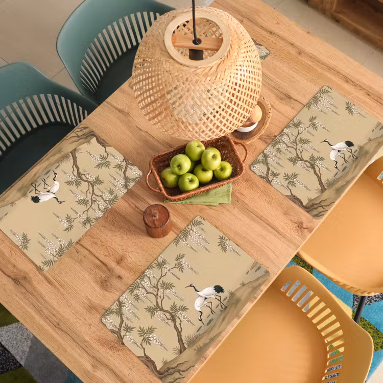 Set de table – 6 pièces - Grue - Eau - Beige — 3