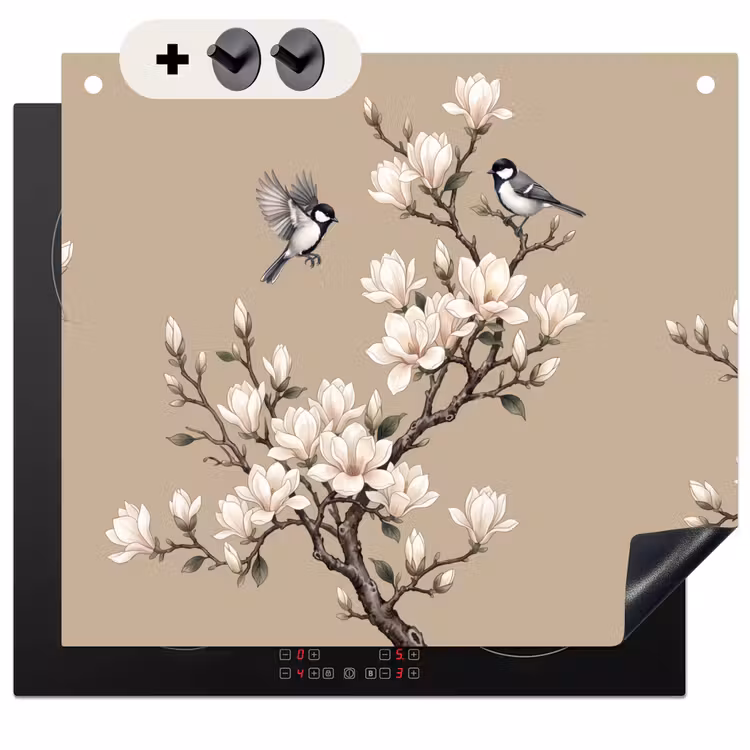 Protection à induction avec crochets - Oriental - Oiseaux - Beige — 3
