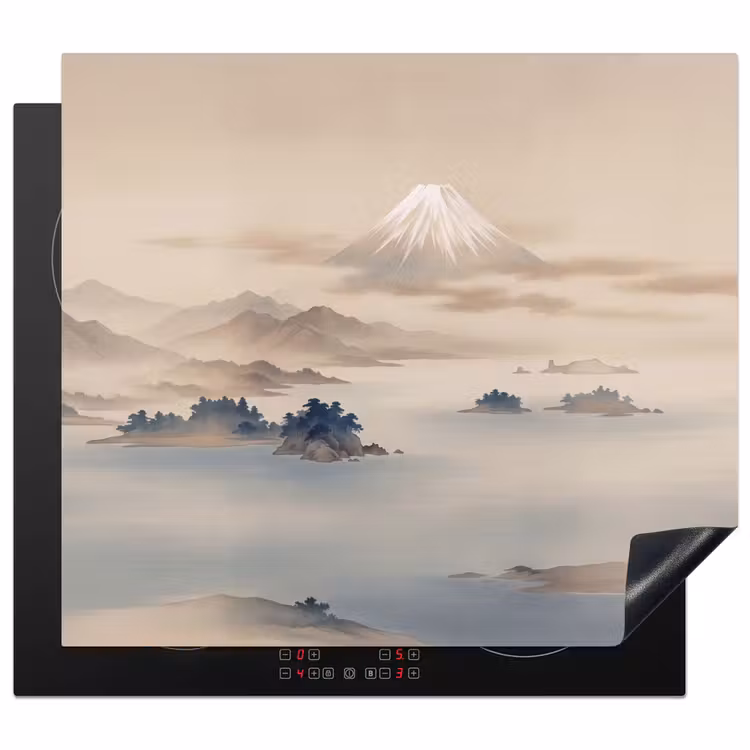 Protection plaque induction - Japonais - Paysage - Beige — 1