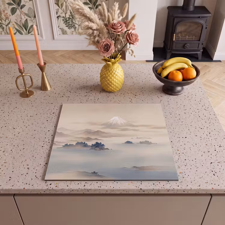 Protection plaque induction - Japonais - Paysage - Beige — 3