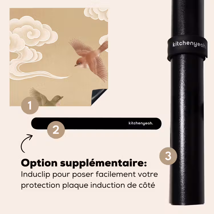 Protection plaque induction - Oiseaux - Mouches - Beige — 8