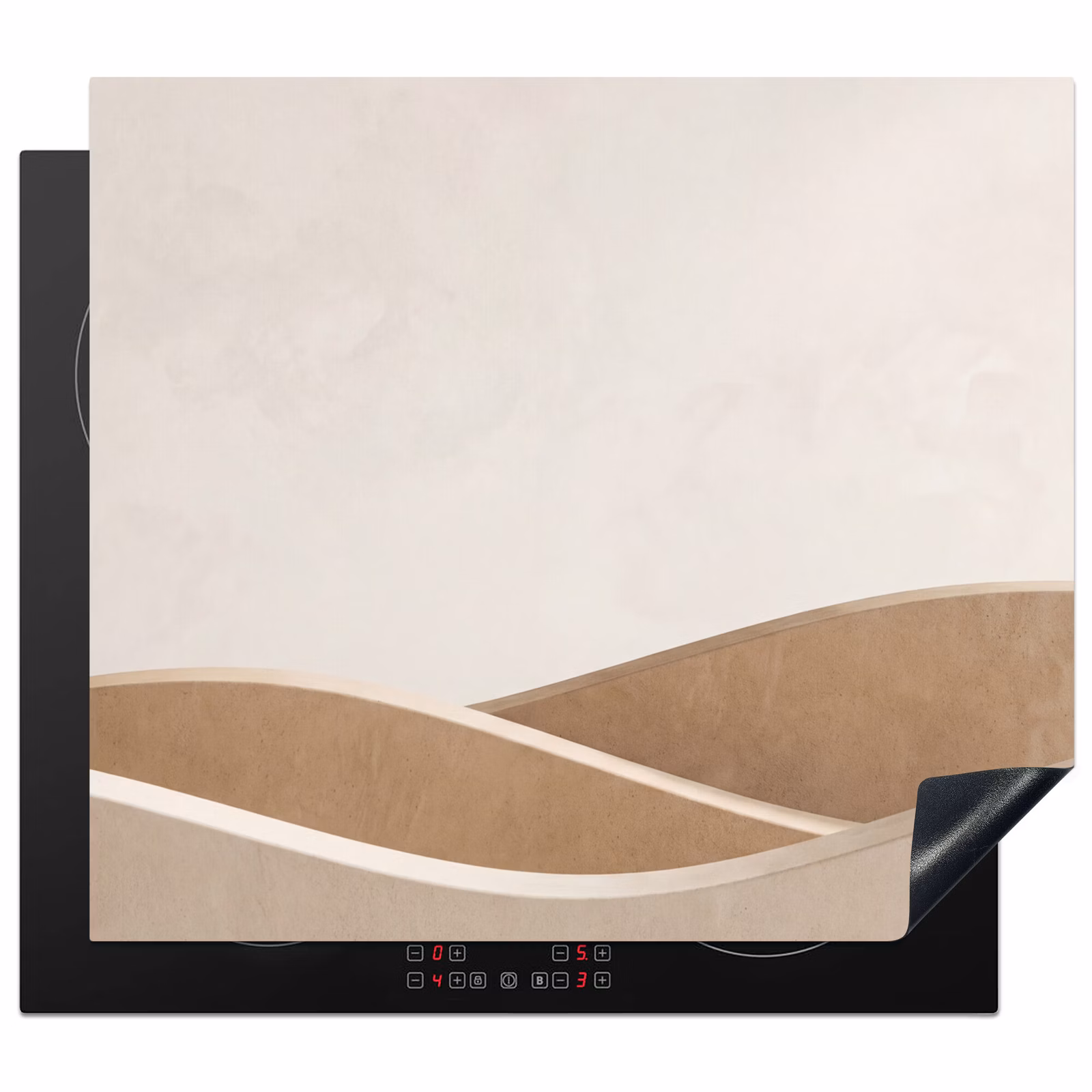 Protection plaque induction - Abstrait - Vagues - Moderne - Beige — 1