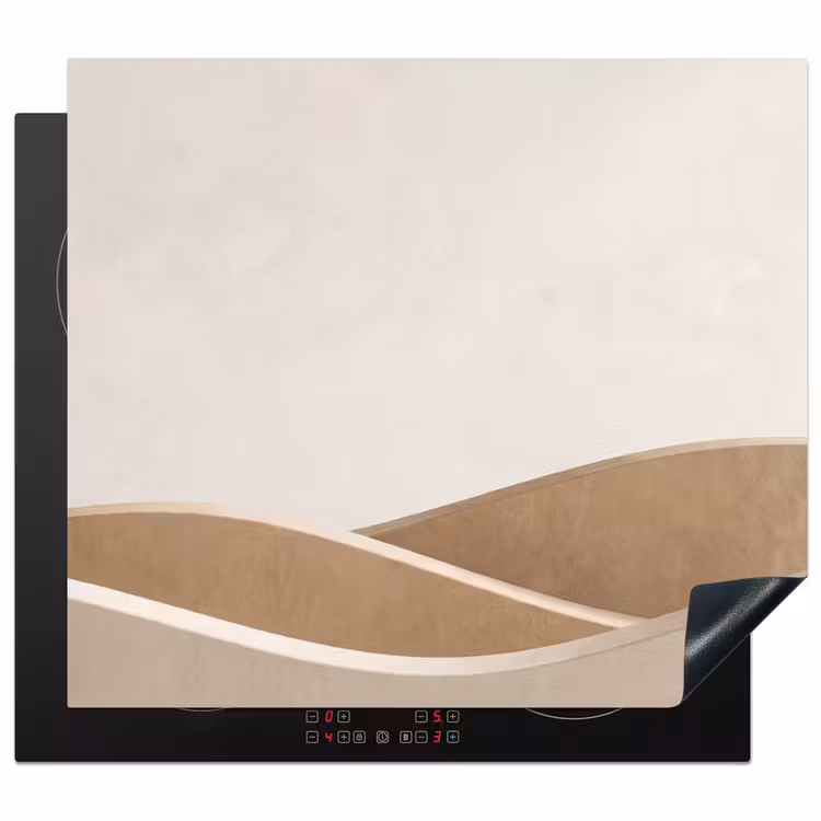 Protection plaque induction - Abstrait - Vagues - Moderne - Beige — 1