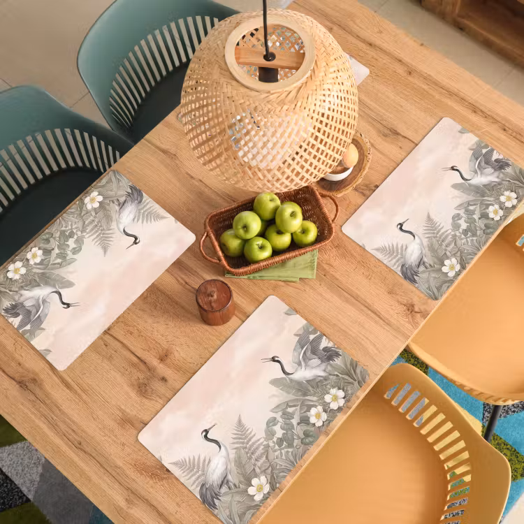 Set de table – 6 pièces - Grue - Nature - Rose — 3