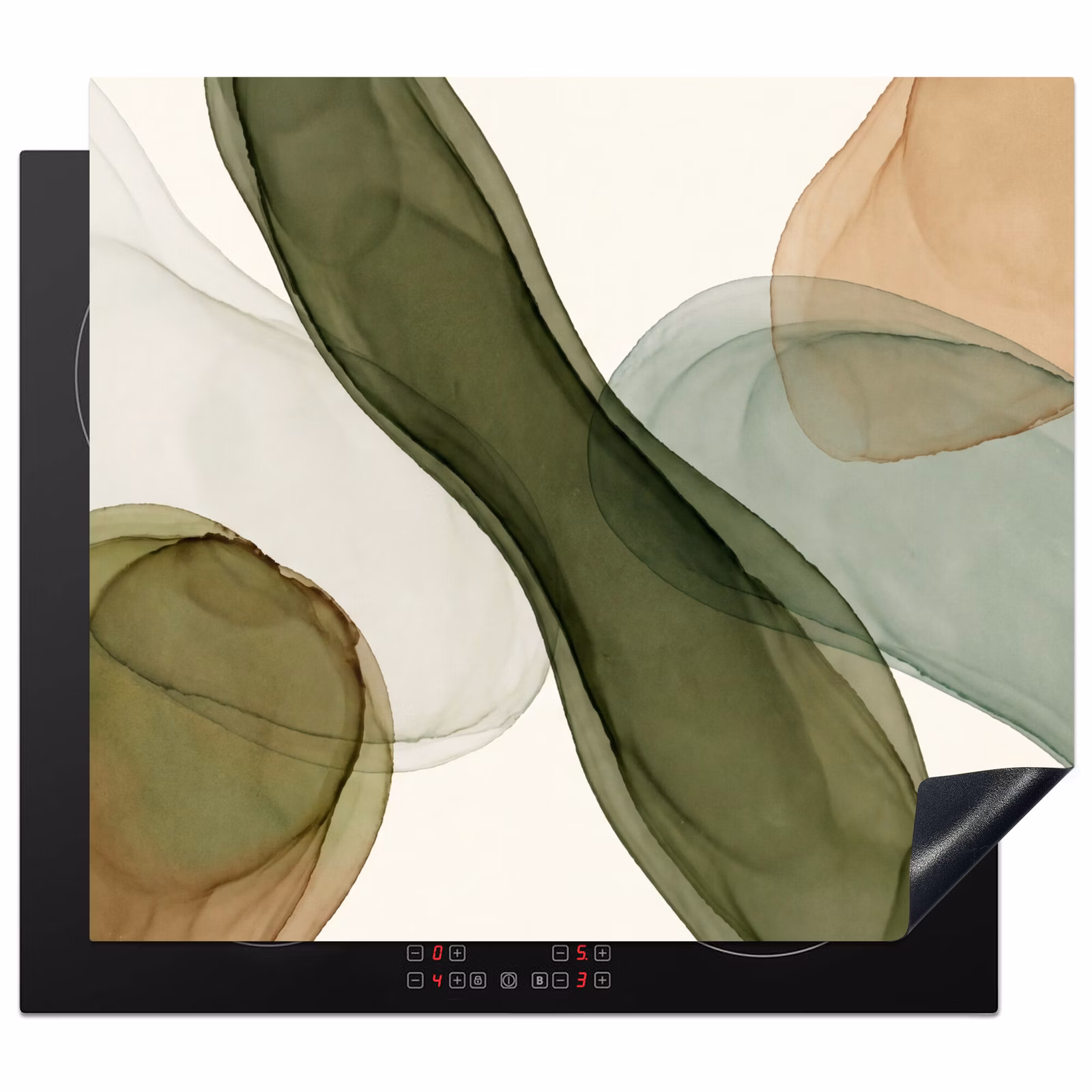 Protection plaque induction - Abstrait - Formes - Moderne - Art - Vert - Marron — 1