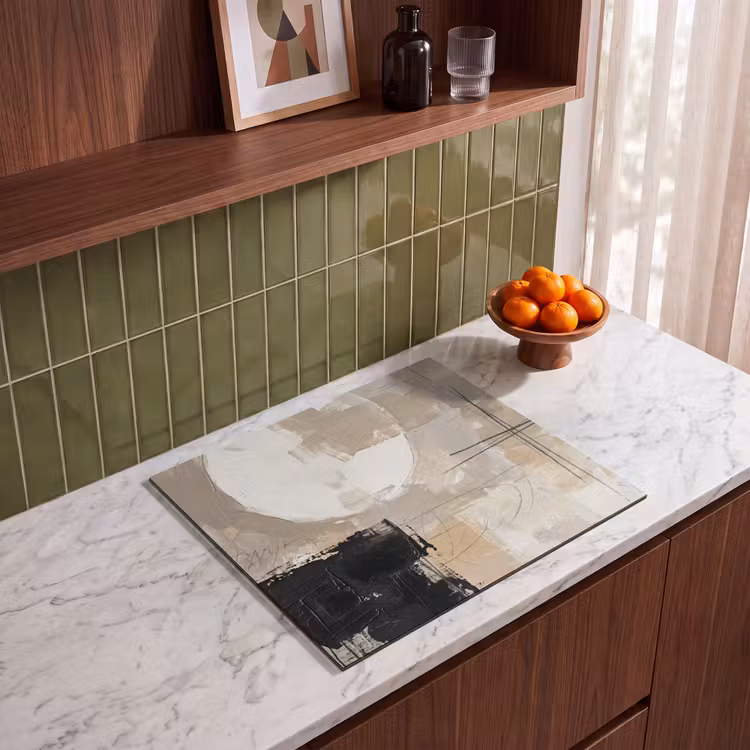 Protection plaque induction - Abstrait - Cercle - Moderne - Beige - Noir - Minimaliste — 4