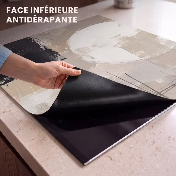 Protection plaque induction - Abstrait - Cercle - Moderne - Beige - Noir - Minimaliste — 7