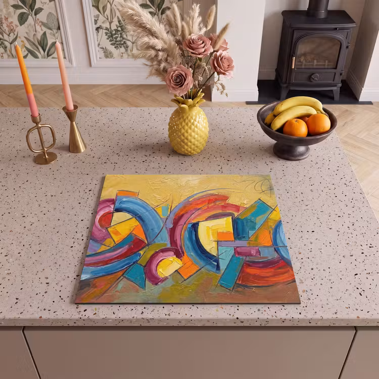 Protection plaque induction - Abstrait - Cercles - Peinture - Colorée - Dynamique — 3