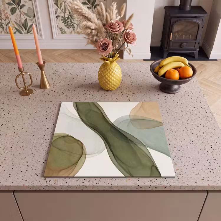 Protection plaque induction - Abstrait - Formes - Moderne - Art - Vert - Marron — 3
