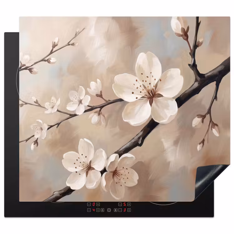 Protection plaque induction - Fleur - Branches - Peinture - Beige - Sereine — 1