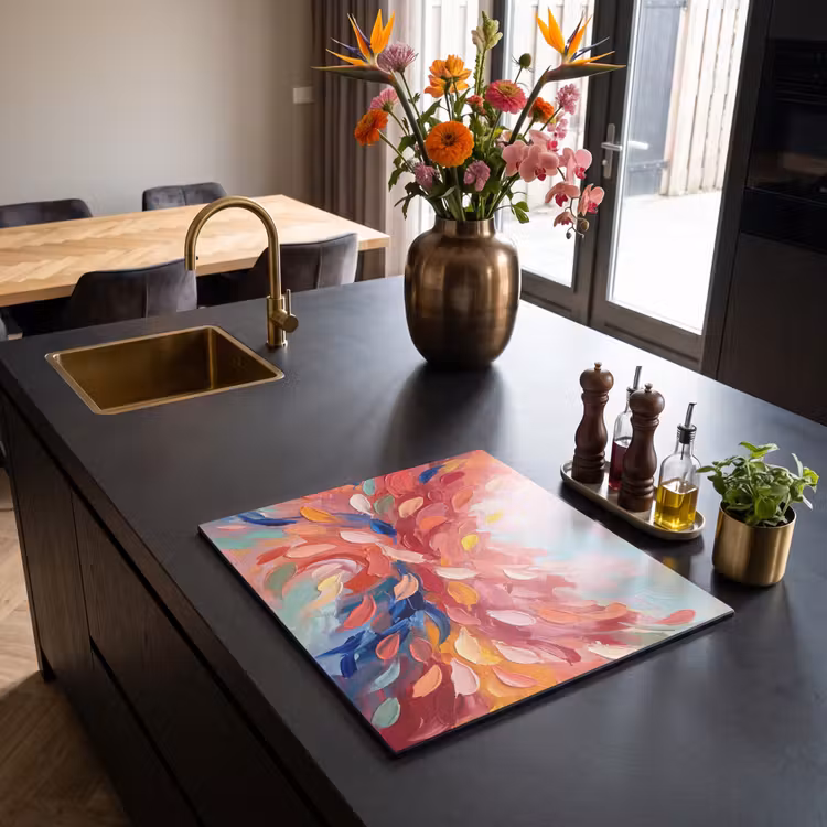 Protection plaque induction - Fleurs - Abstrait - Art - Moderne — 2