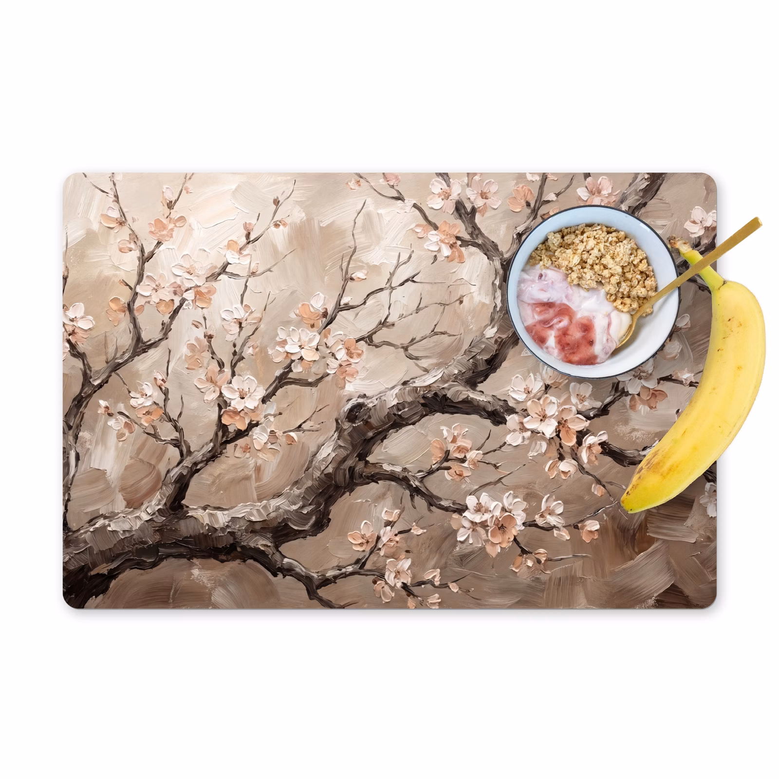 Set de table – 6 pièces - Fleur - Branches - Peinture - Beige - Sereine — 1