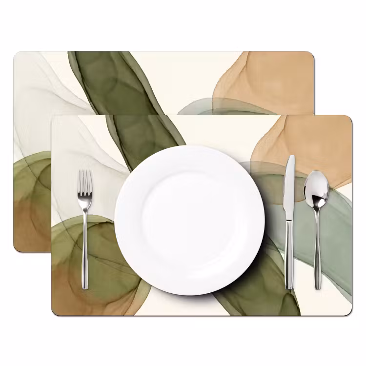 Set de table – 6 pièces - Abstrait - Formes - Moderne - Art - Vert - Marron — 2