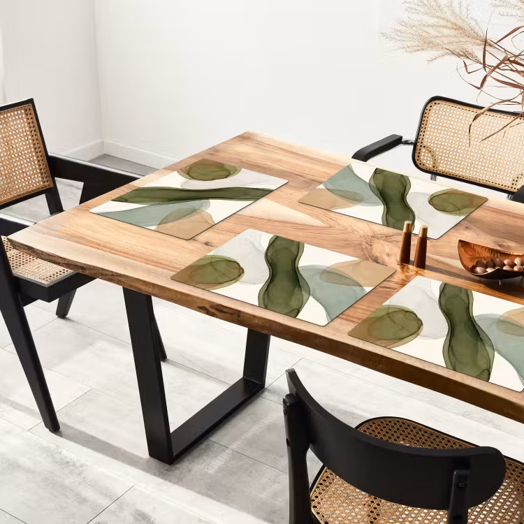 Set de table – 6 pièces - Abstrait - Formes - Moderne - Art - Vert - Marron — 4
