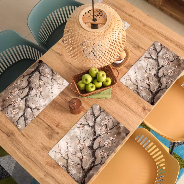 Set de table – 6 pièces - Fleur - Branches - Peinture - Beige - Sereine — 3