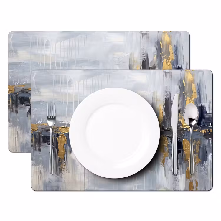 Set de table – 6 pièces - Abstrait - Texture - Or - Gris - Moderne — 2