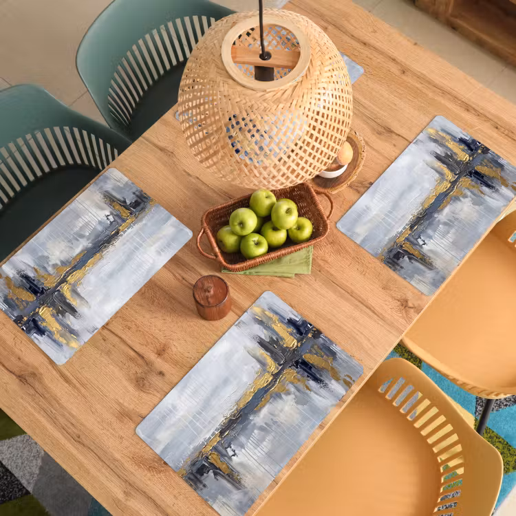 Set de table – 6 pièces - Abstrait - Texture - Or - Gris - Moderne — 3