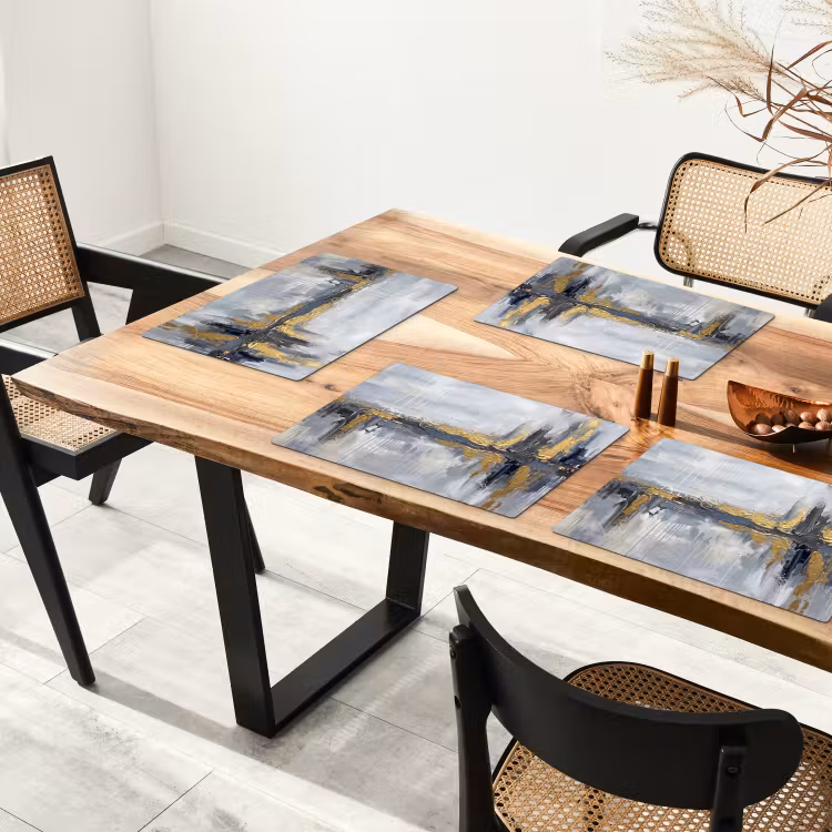 Set de table – 6 pièces - Abstrait - Texture - Or - Gris - Moderne — 4