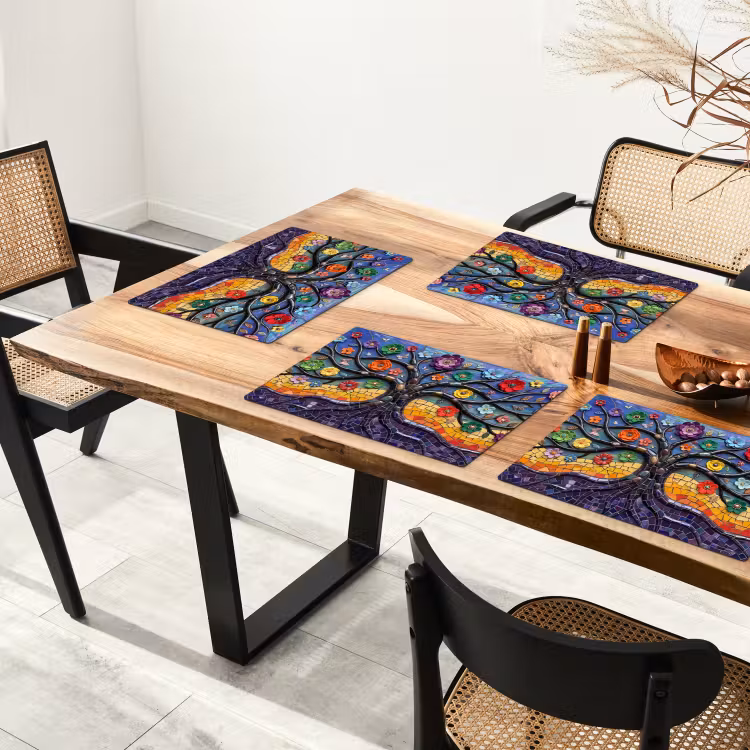 Set de table – 6 pièces - Arbre de vie - Mosaïque - Fleurs - Colorée - Gaie — 4