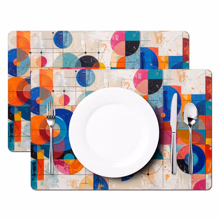 Set de table – 6 pièces - Art - Géométrique - Abstrait - Coloré — 2
