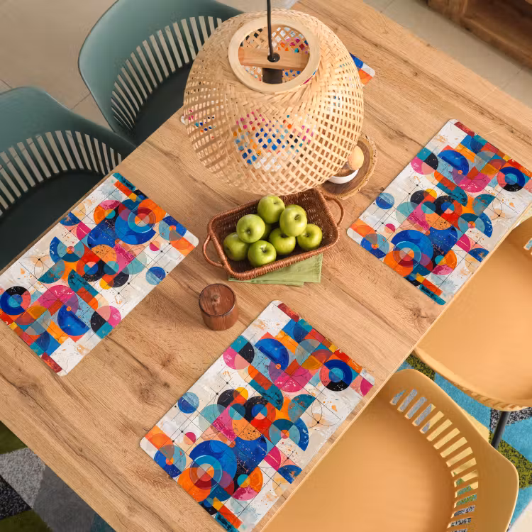 Set de table – 6 pièces - Art - Géométrique - Abstrait - Coloré — 3