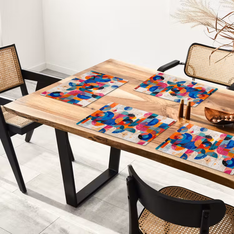 Set de table – 6 pièces - Art - Géométrique - Abstrait - Coloré — 4