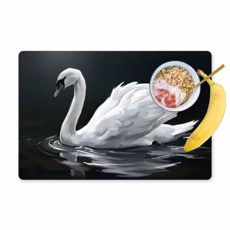 Set de table – 6 pièces - Cygne - Eau - Nature - Réaliste - Blanc — 1
