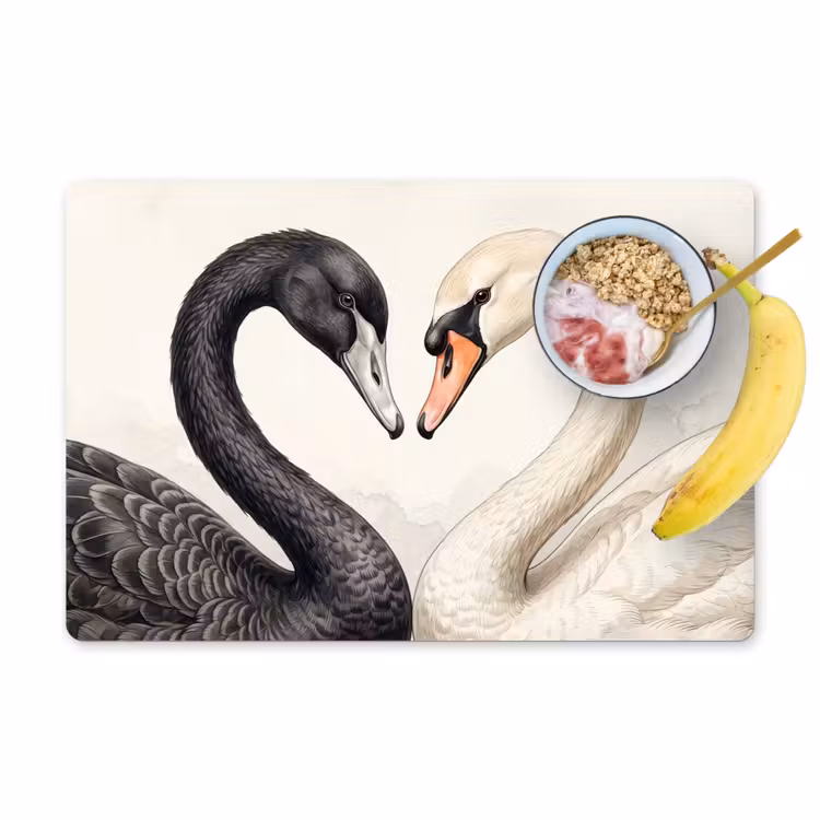Set de table – 6 pièces - Cygnes - Forme de cœur - Animaux — 1
