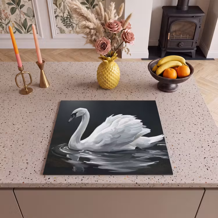 Protection plaque induction - Cygne - Eau - Nature - Réaliste - Blanc — 3