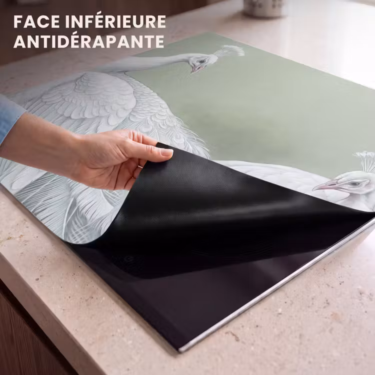 Protection plaque induction - Paons - Blanc - Nature - Vert — 7