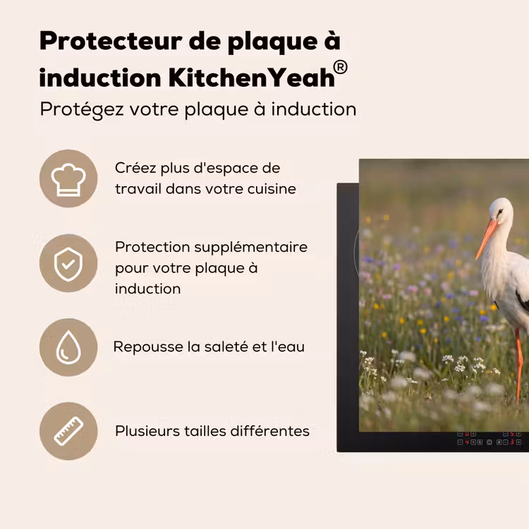Protection plaque induction - Aigle royal - Fleurs - Prairie - Coloré — 5